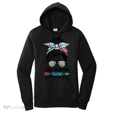 I Love Someone Rare Zebra Messy Bun Rare Disease Awareness Women's Hoodie