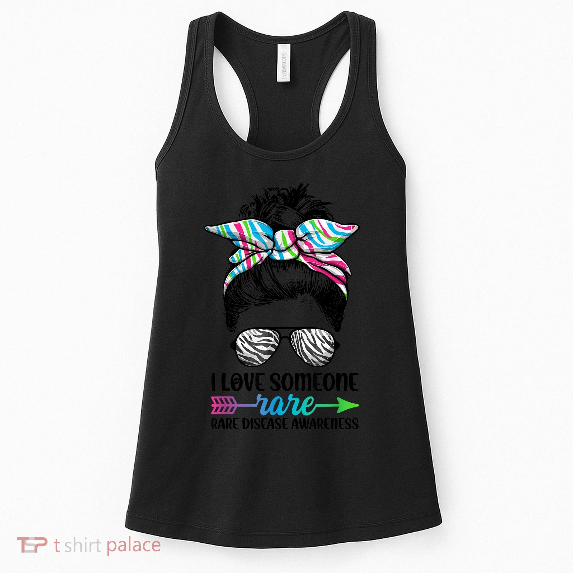 I Love Someone Rare Zebra Messy Bun Rare Disease Awareness Women's Tank Top