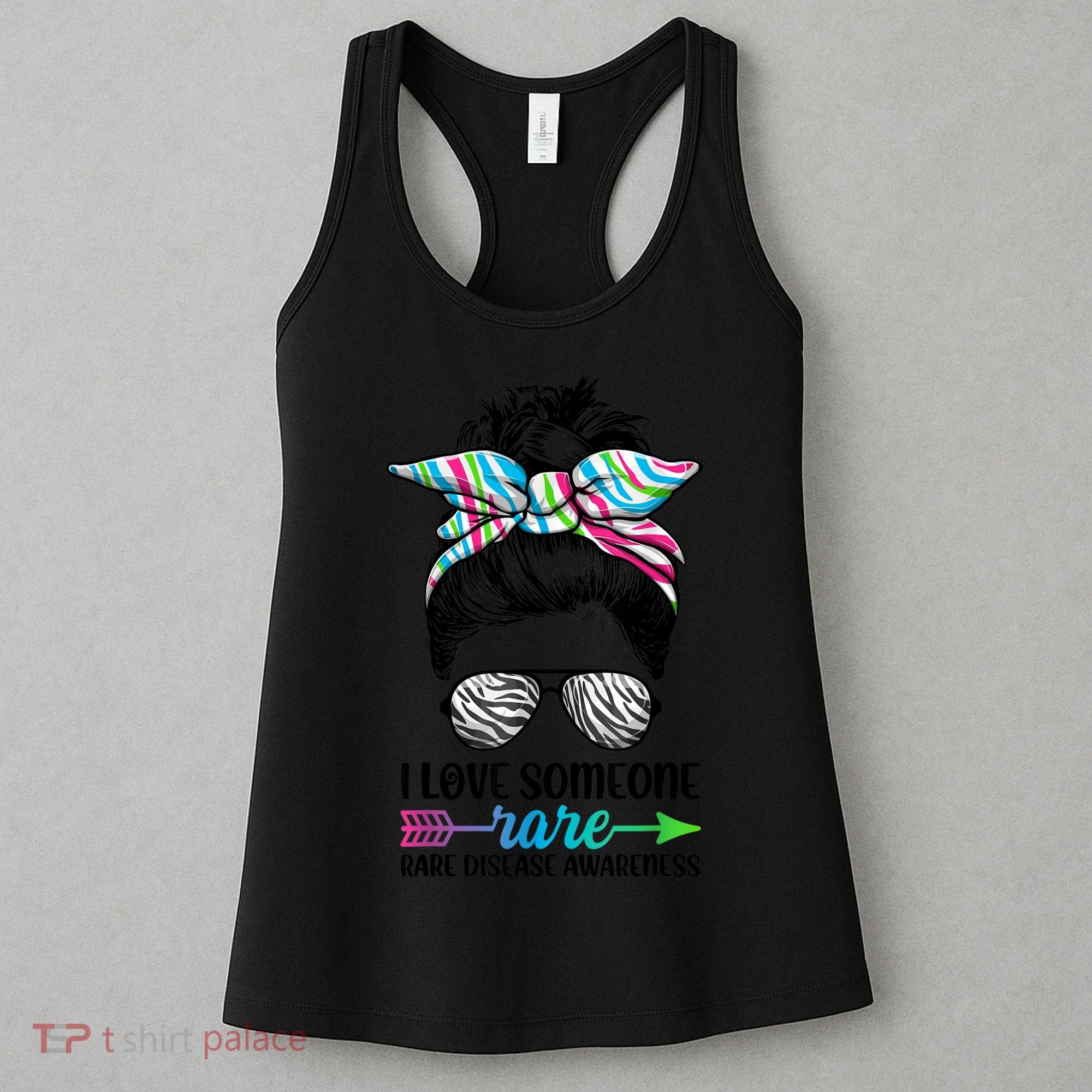 I Love Someone Rare Zebra Messy Bun Rare Disease Awareness Women's Tank Top