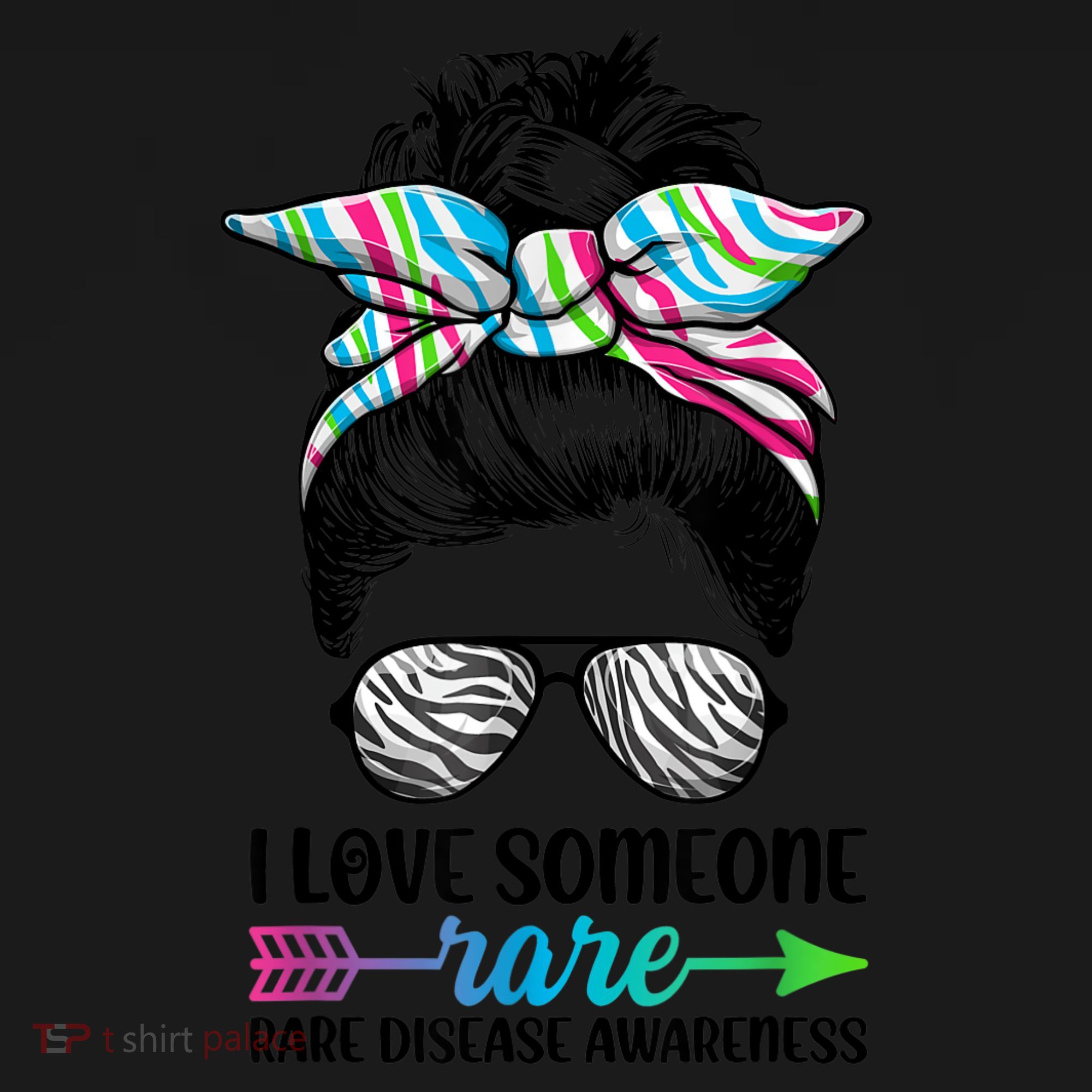 I Love Someone Rare Zebra Messy Bun Rare Disease Awareness Women's Tank Top
