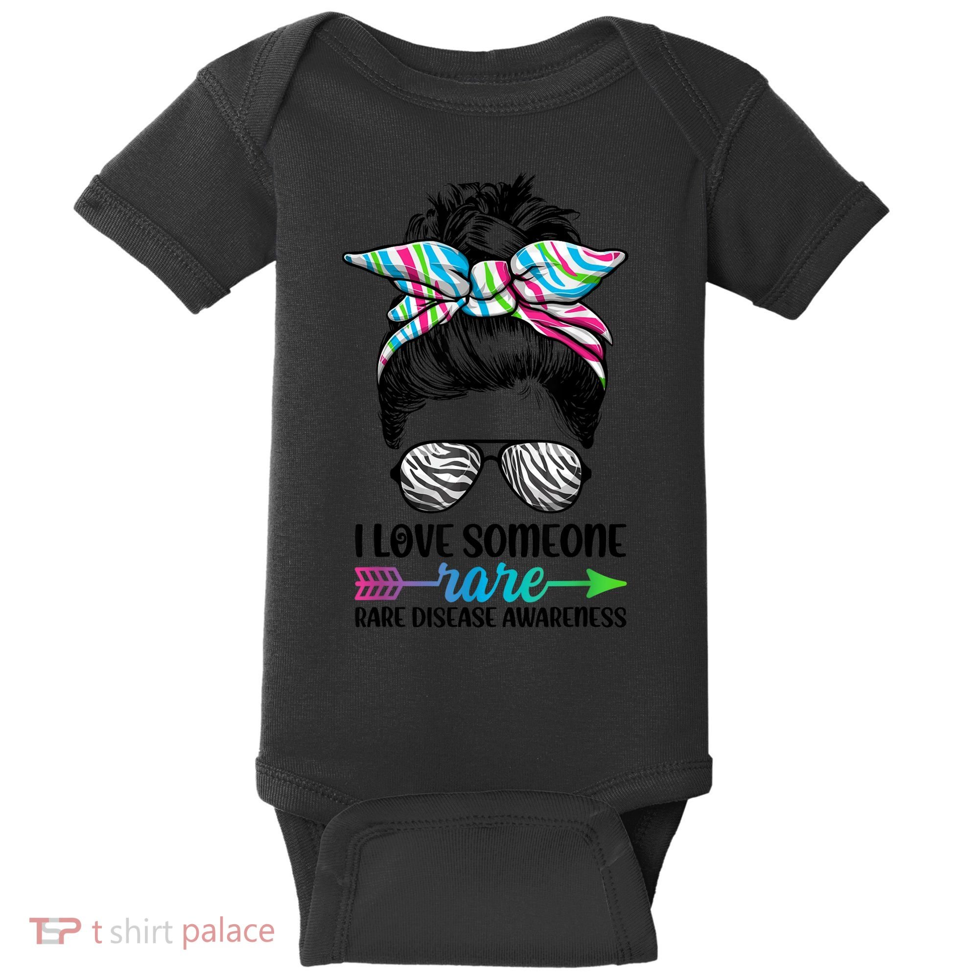 I Love Someone Rare Zebra Messy Bun Rare Disease Awareness Baby Bodysuit
