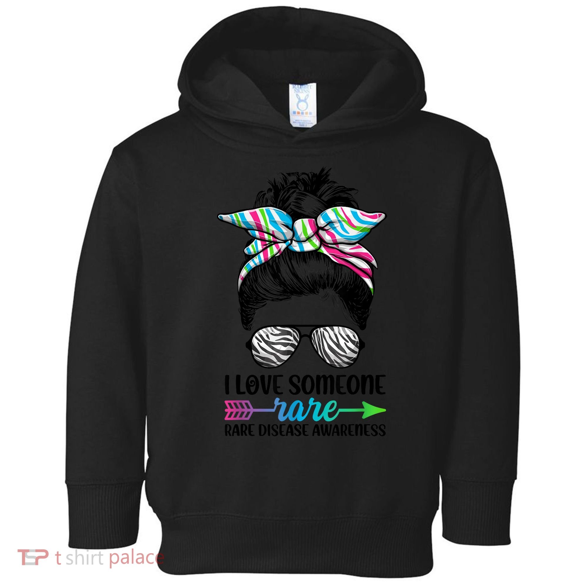 I Love Someone Rare Zebra Messy Bun Rare Disease Awareness Toddler Hoodie