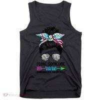 I Love Someone Rare Zebra Messy Bun Rare Disease Awareness Tank Top thumb 0