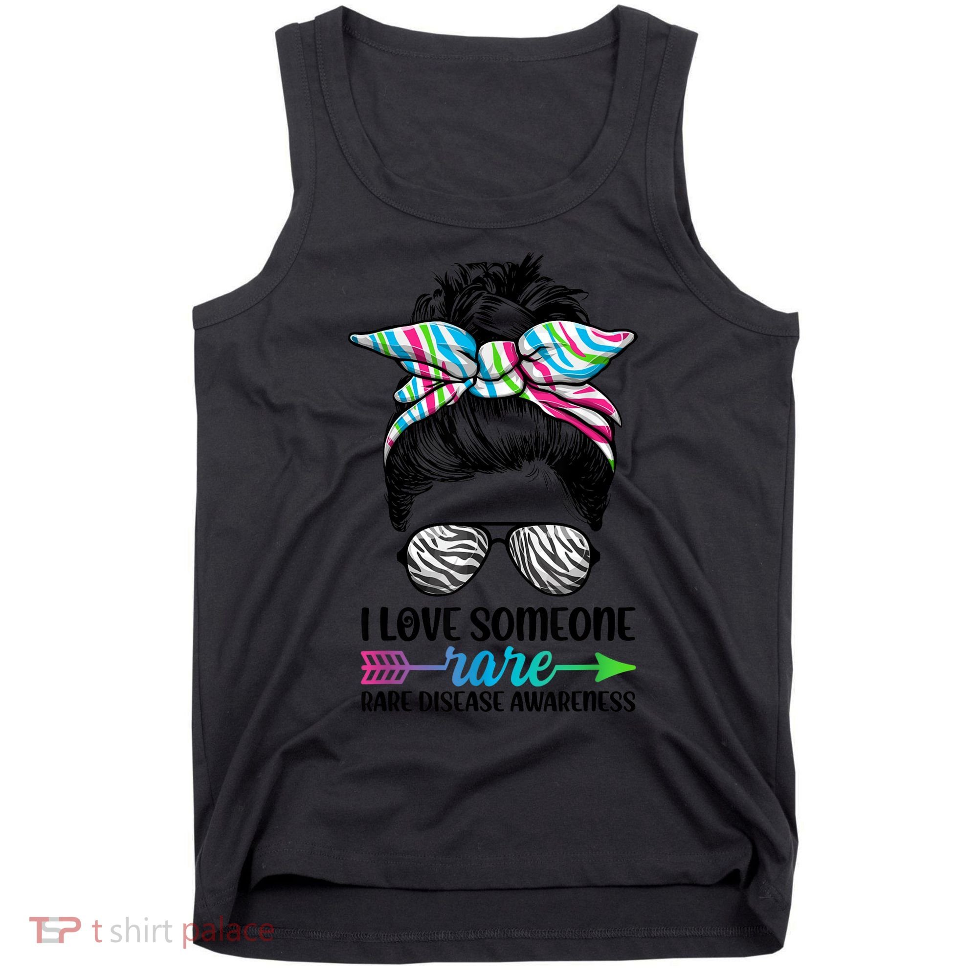 I Love Someone Rare Zebra Messy Bun Rare Disease Awareness Tank Top