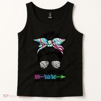 I Love Someone Rare Zebra Messy Bun Rare Disease Awareness Tank Top thumb 2