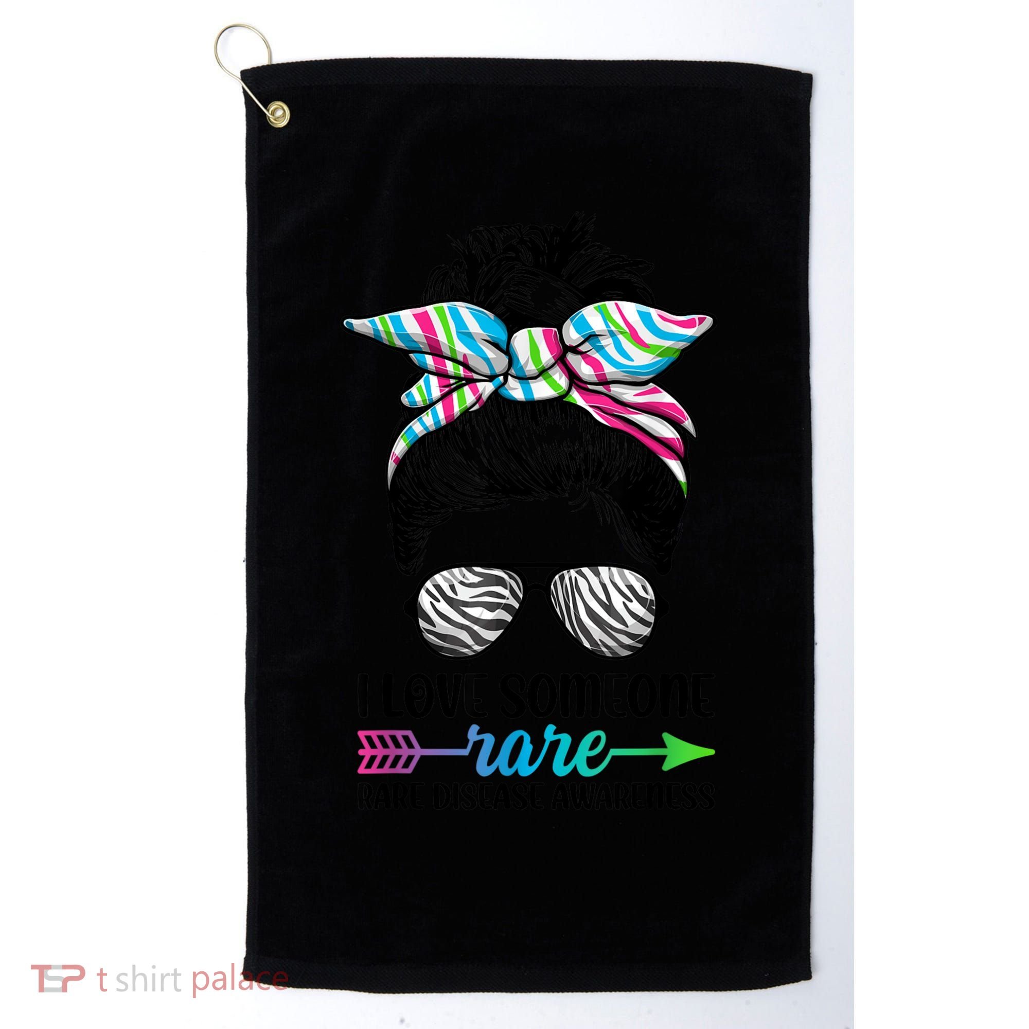I Love Someone Rare Zebra Messy Bun Rare Disease Awareness Golf Towel