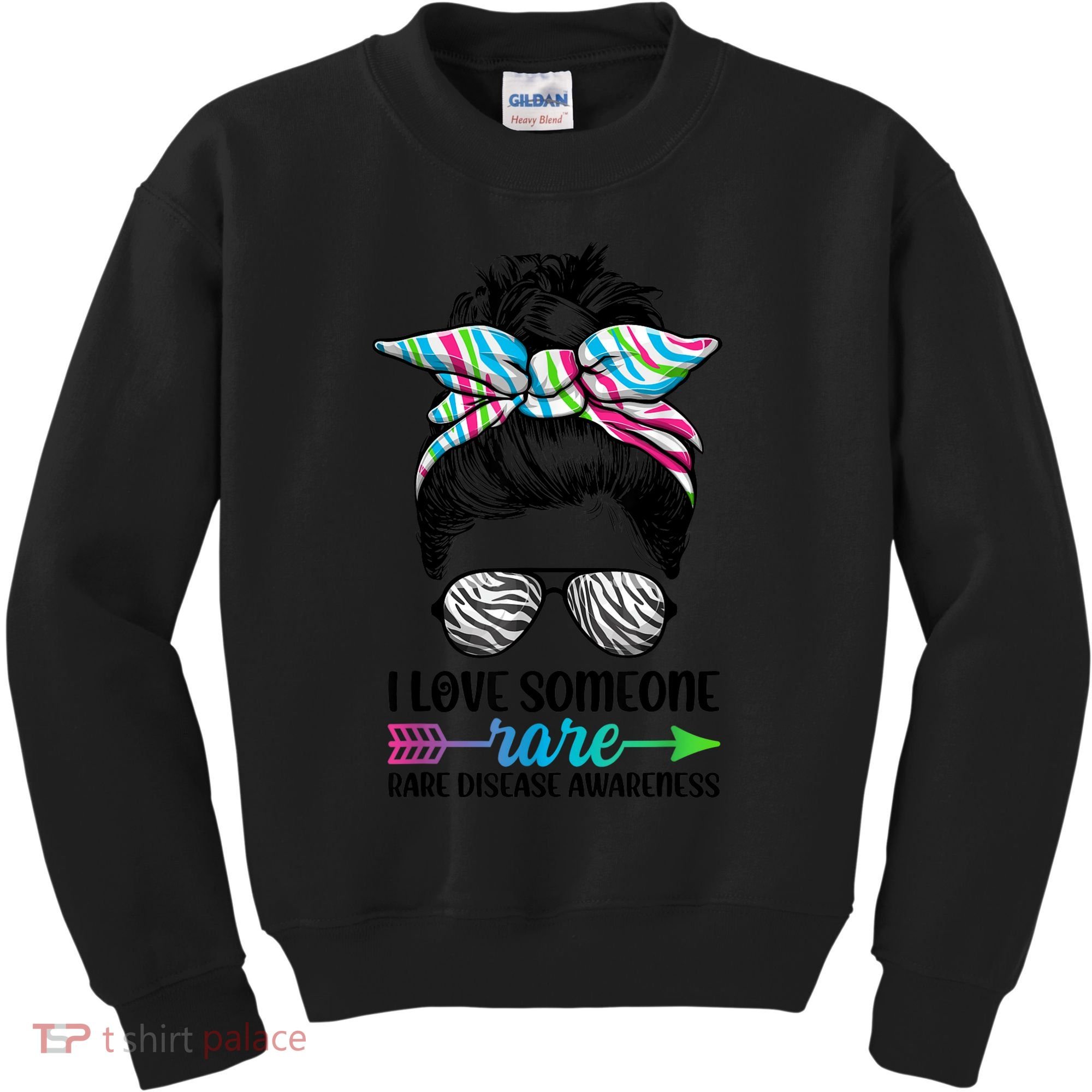 I Love Someone Rare Zebra Messy Bun Rare Disease Awareness Kids Sweatshirt