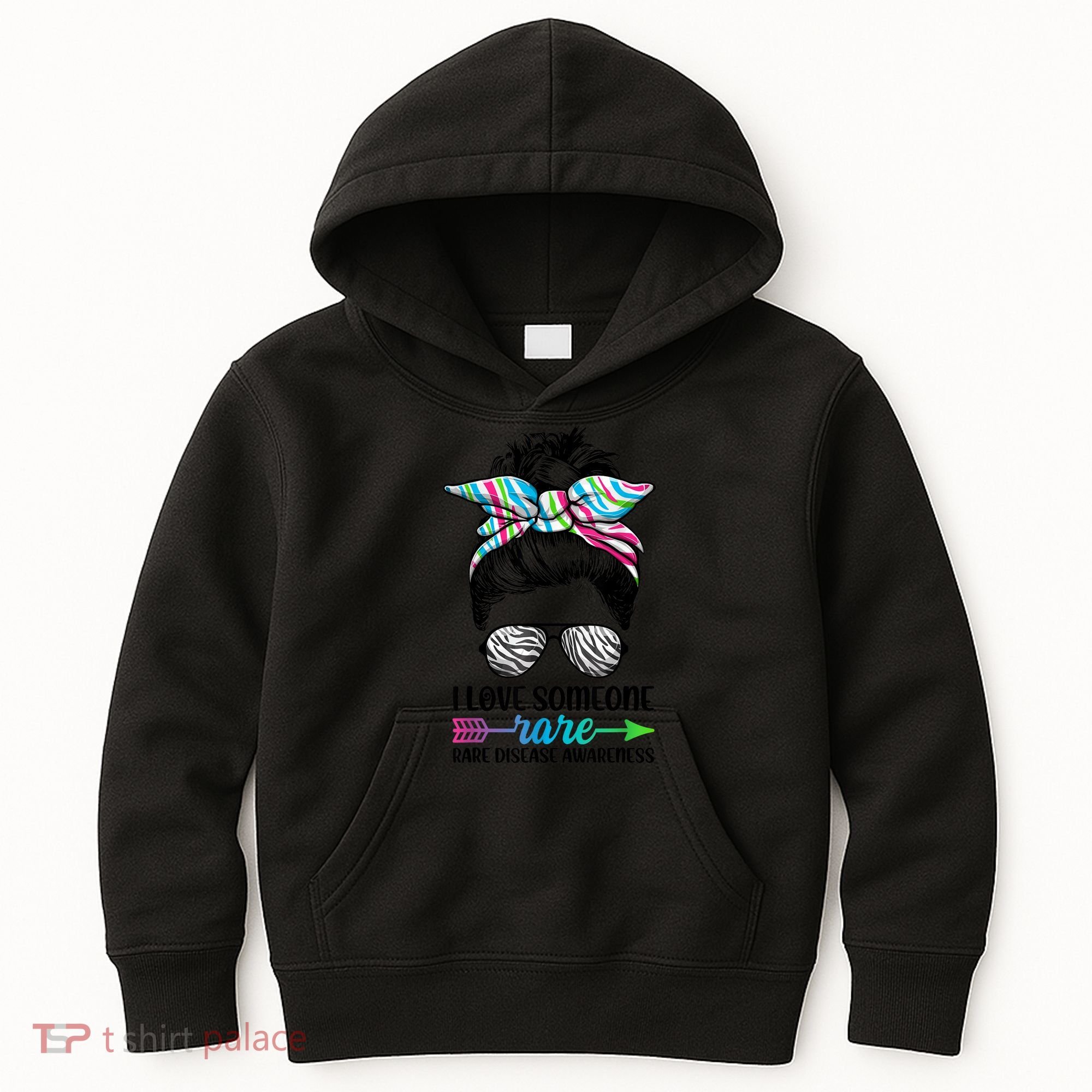 I Love Someone Rare Zebra Messy Bun Rare Disease Awareness Kids Hoodie