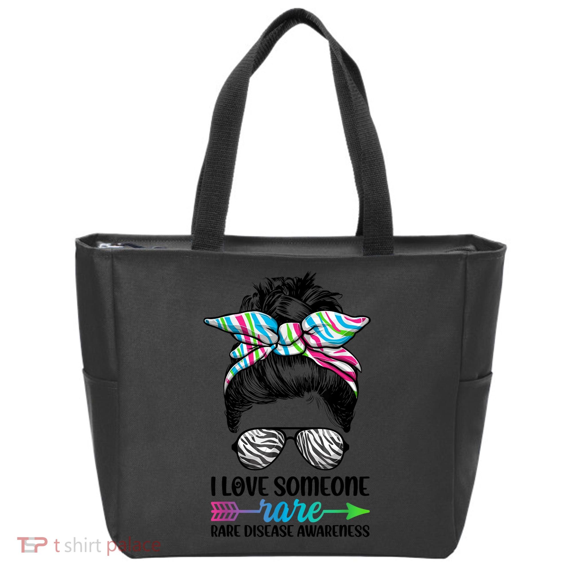 I Love Someone Rare Zebra Messy Bun Rare Disease Awareness Tote Bag