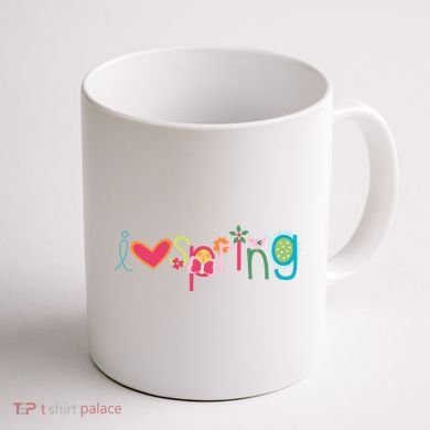 I Love Spring Colorful Coffee Mug back