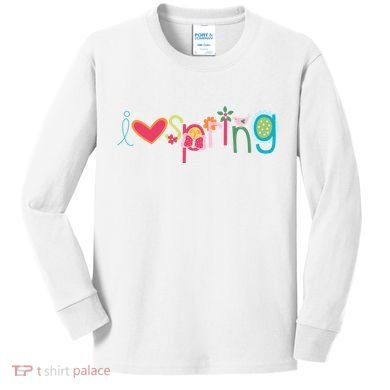 I Love Spring Colorful Kids Long Sleeve Shirt