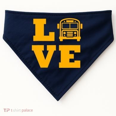 I Love School Buses, School Bus Lovers USA-Made Doggie Bandana