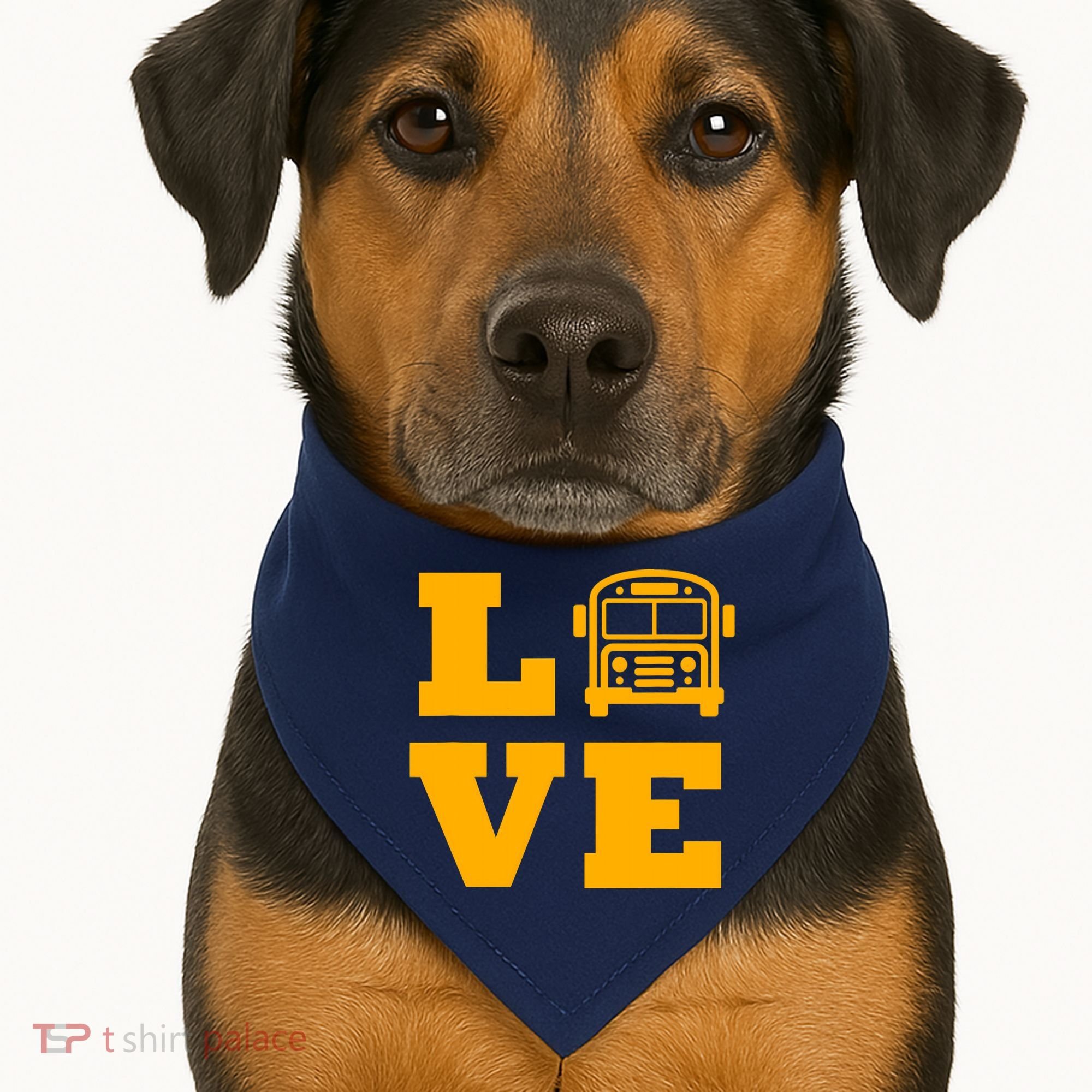 I Love School Buses, School Bus Lovers USA-Made Doggie Bandana