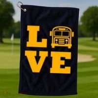 I Love School Buses, School Bus Lovers Golf Towel thumb 1