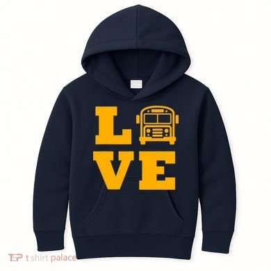 I Love School Buses, School Bus Lovers Kids Hoodie