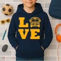 I Love School Buses, School Bus Lovers Kids Hoodie thumb 2