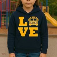 I Love School Buses, School Bus Lovers Kids Hoodie thumb 3