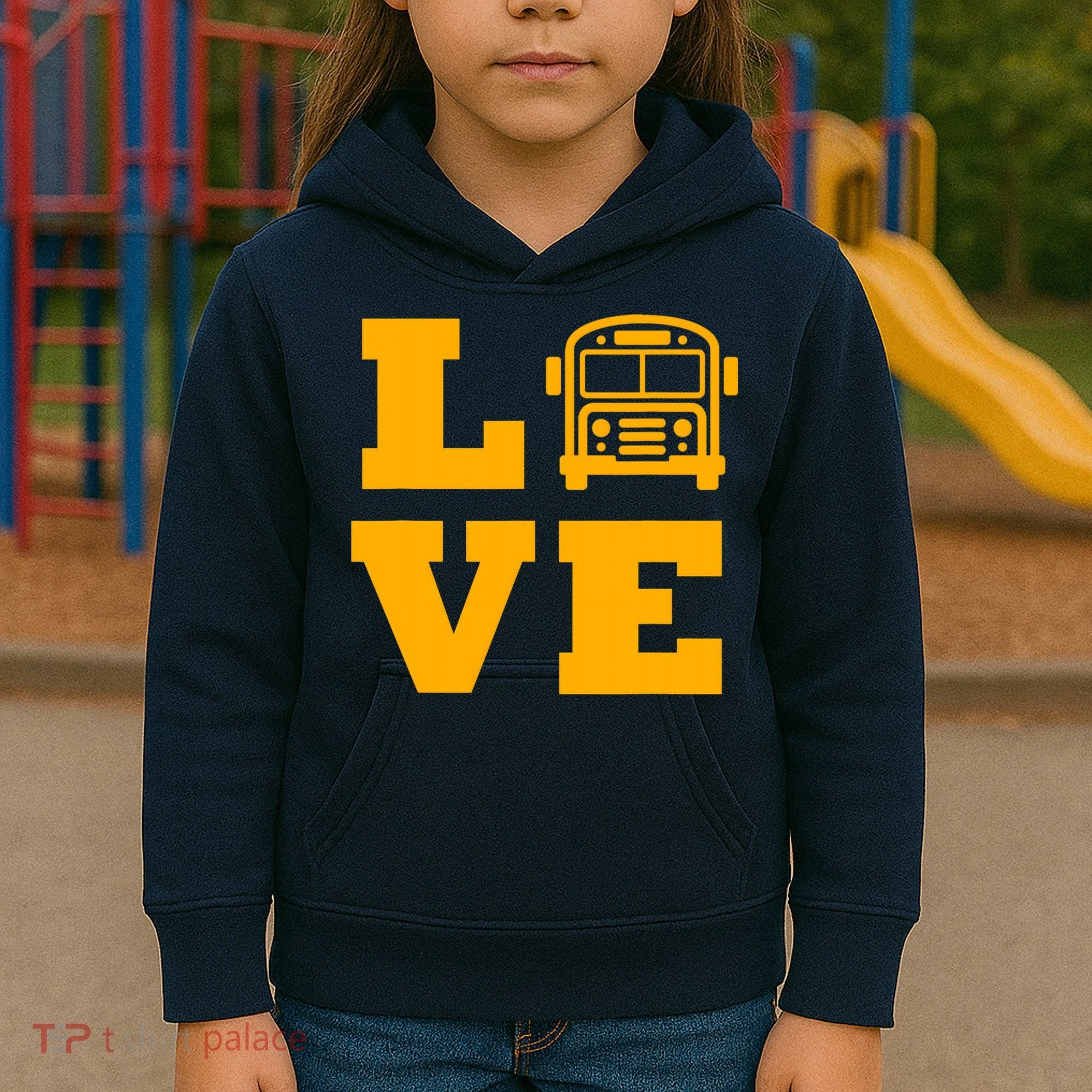 I Love School Buses, School Bus Lovers Kids Hoodie