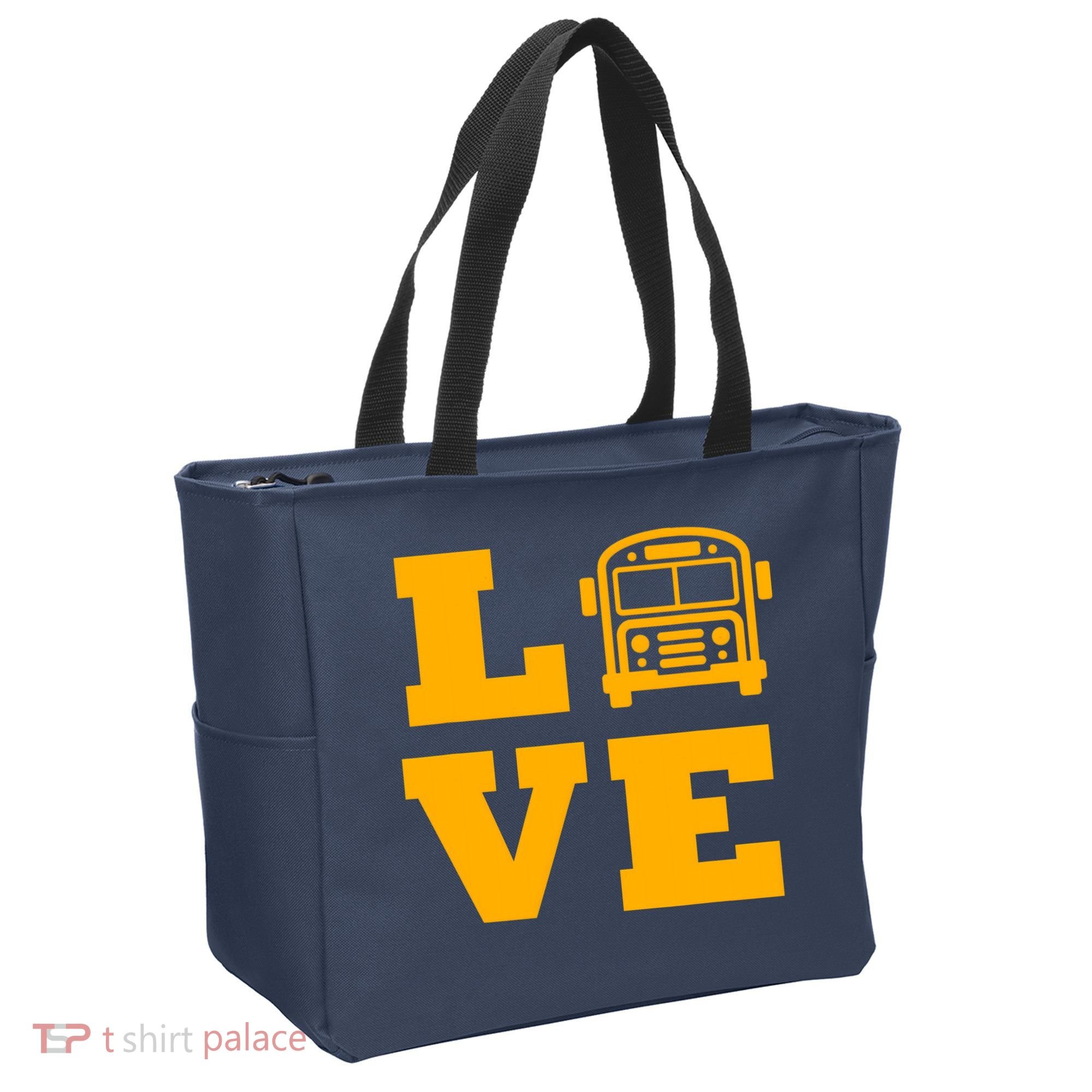 I Love School Buses, School Bus Lovers Tote Bag