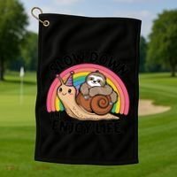 I Love Sloths Snails Positive Sayings Quotes About Life Funny Gift Golf Towel thumb 1