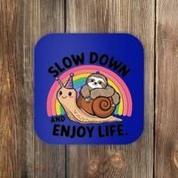 I Love Sloths Snails Positive Sayings Quotes About Life Funny Gift Coaster thumb 0