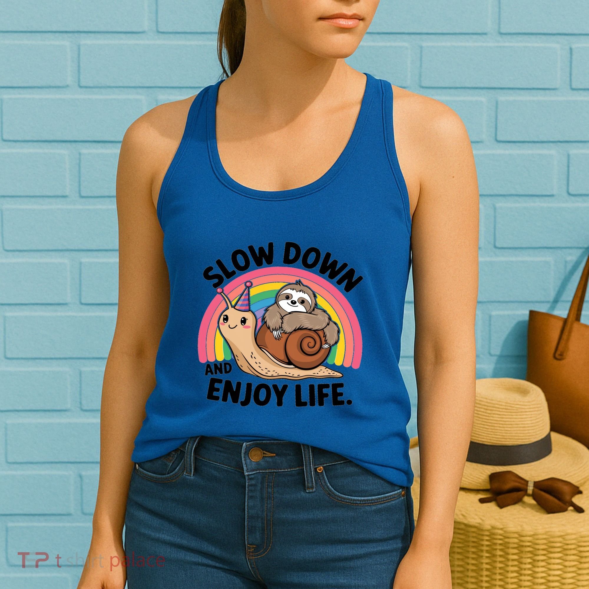 I Love Sloths Snails Positive Sayings Quotes About Life Funny Gift Women's Tank Top