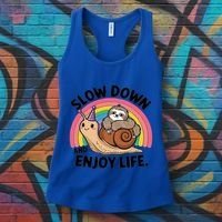 I Love Sloths Snails Positive Sayings Quotes About Life Funny Gift Women's Tank Top thumb 3