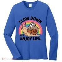 I Love Sloths Snails Positive Sayings Quotes About Life Funny Gift Women's Long Sleeve Shirt thumb 0