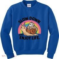 I Love Sloths Snails Positive Sayings Quotes About Life Funny Gift Kids Sweatshirt thumb 0