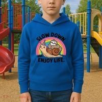 I Love Sloths Snails Positive Sayings Quotes About Life Funny Gift Kids Hoodie thumb 2
