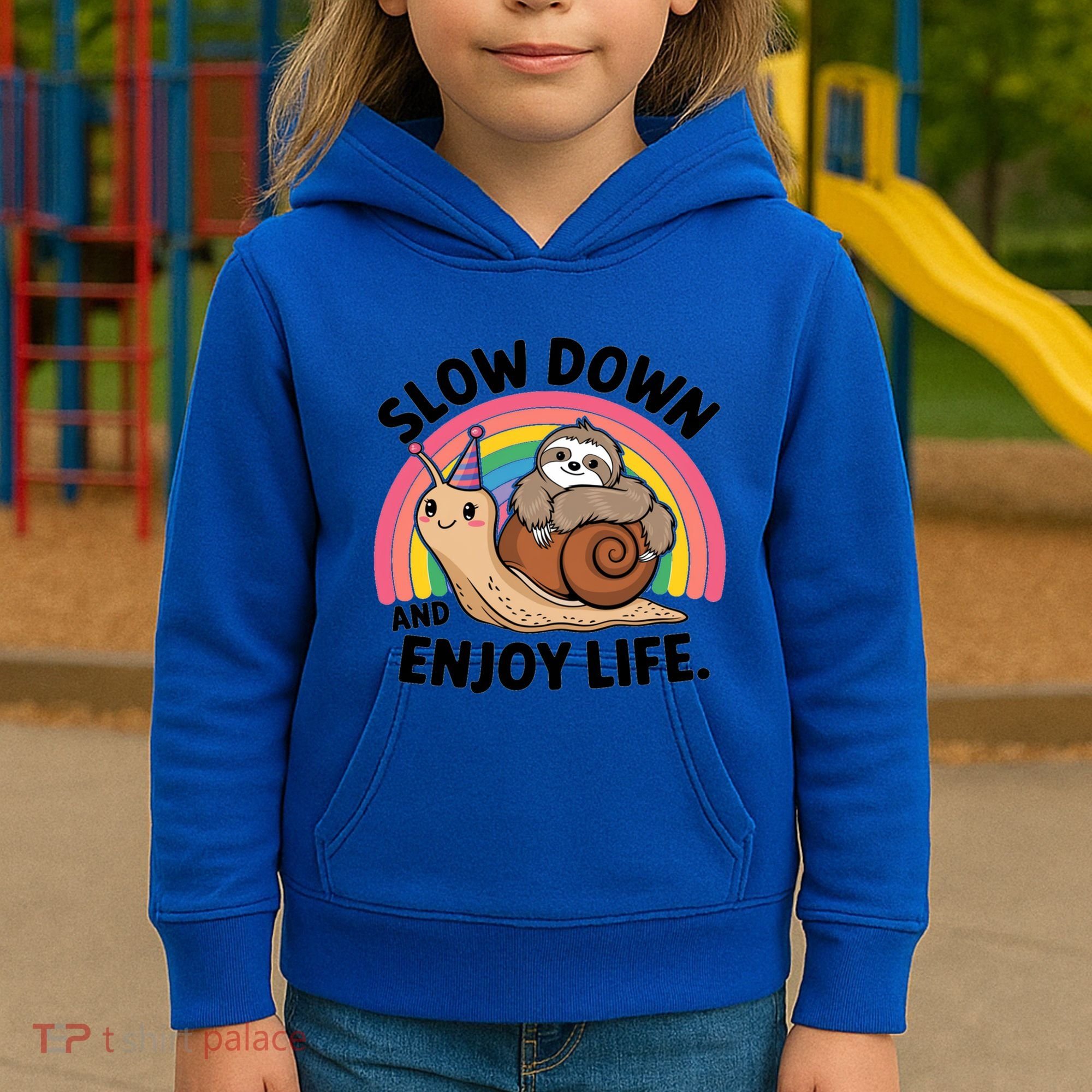 I Love Sloths Snails Positive Sayings Quotes About Life Funny Gift Kids Hoodie