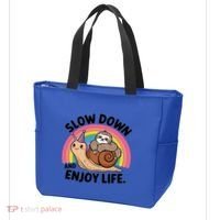 I Love Sloths Snails Positive Sayings Quotes About Life Funny Gift Tote Bag thumb 3