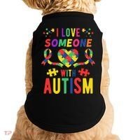 I Love Someone With Autism Ribbon Heart Doggie Tank thumb 0
