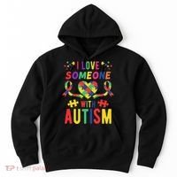 I Love Someone With Autism Ribbon Heart Hoodie thumb 0