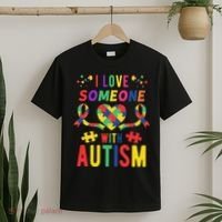 I Love Someone With Autism Ribbon Heart T-Shirt thumb 2