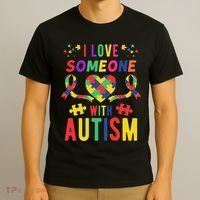 I Love Someone With Autism Ribbon Heart T-Shirt thumb 3