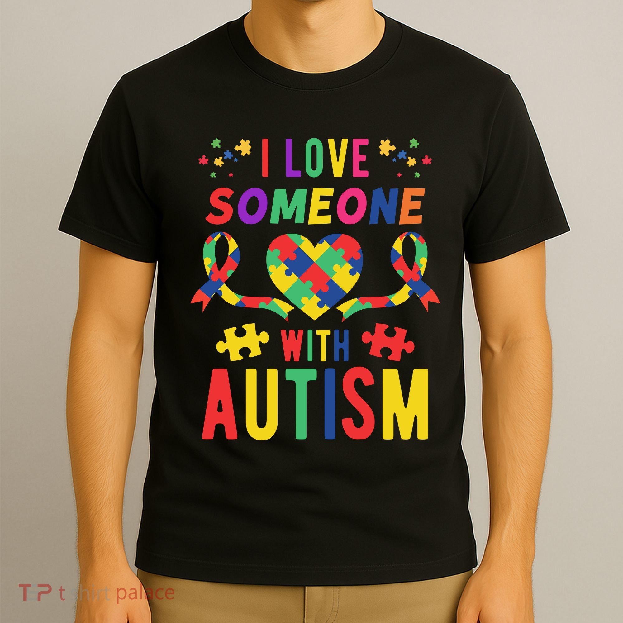 I Love Someone With Autism Ribbon Heart T-Shirt