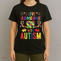 I Love Someone With Autism Ribbon Heart T-Shirt thumb 4