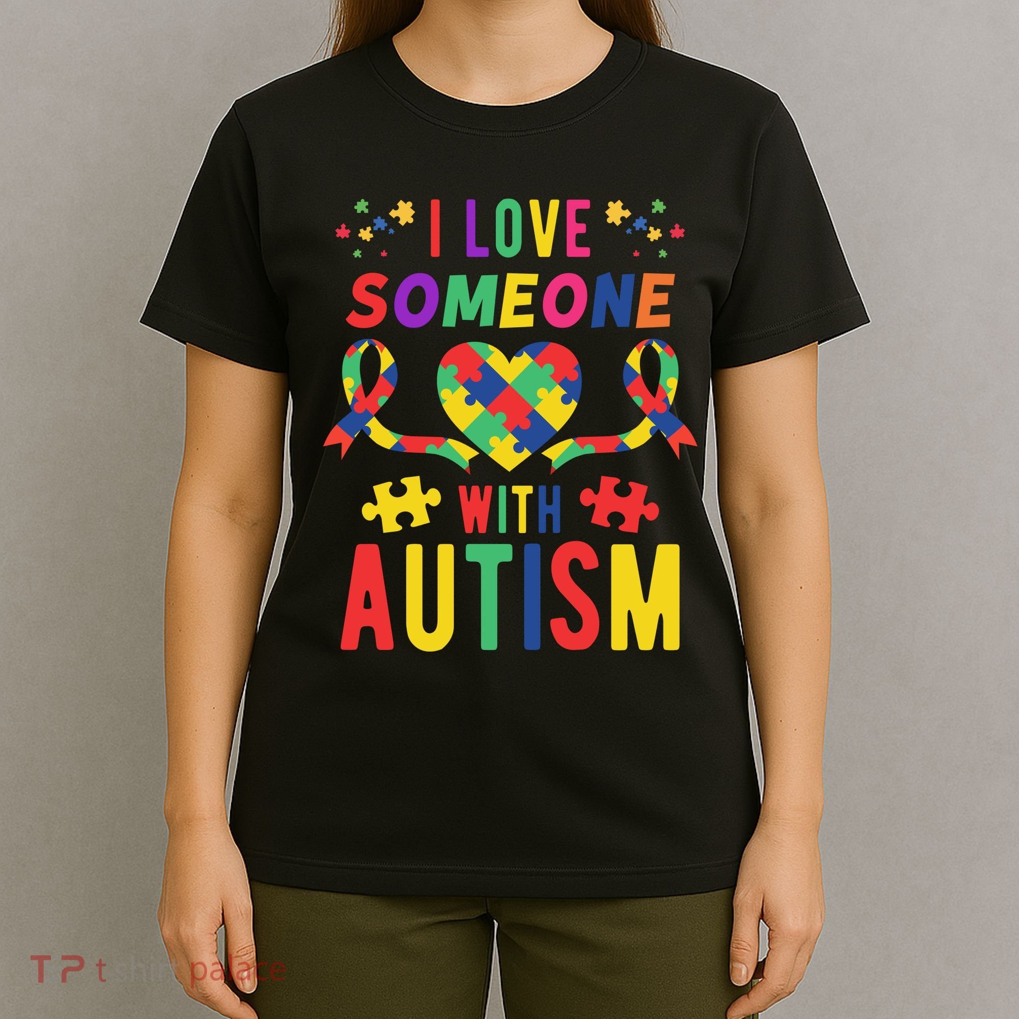 I Love Someone With Autism Ribbon Heart T-Shirt
