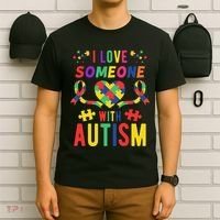 I Love Someone With Autism Ribbon Heart T-Shirt thumb 6