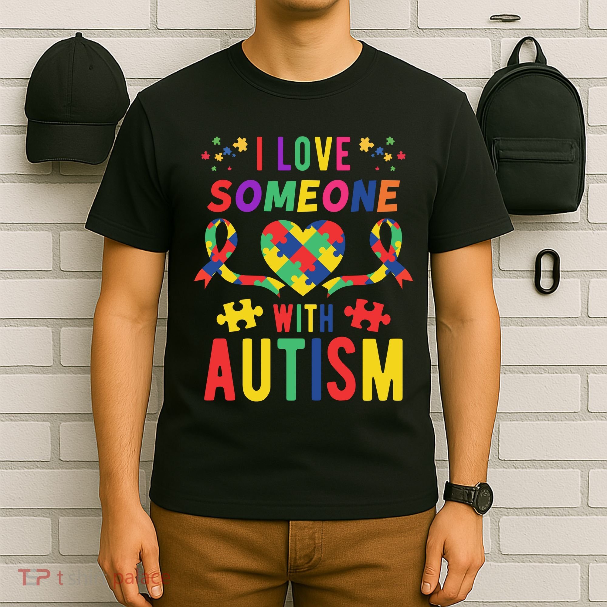 I Love Someone With Autism Ribbon Heart T-Shirt