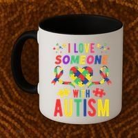 I Love Someone With Autism Ribbon Heart Coffee Mug thumb 2