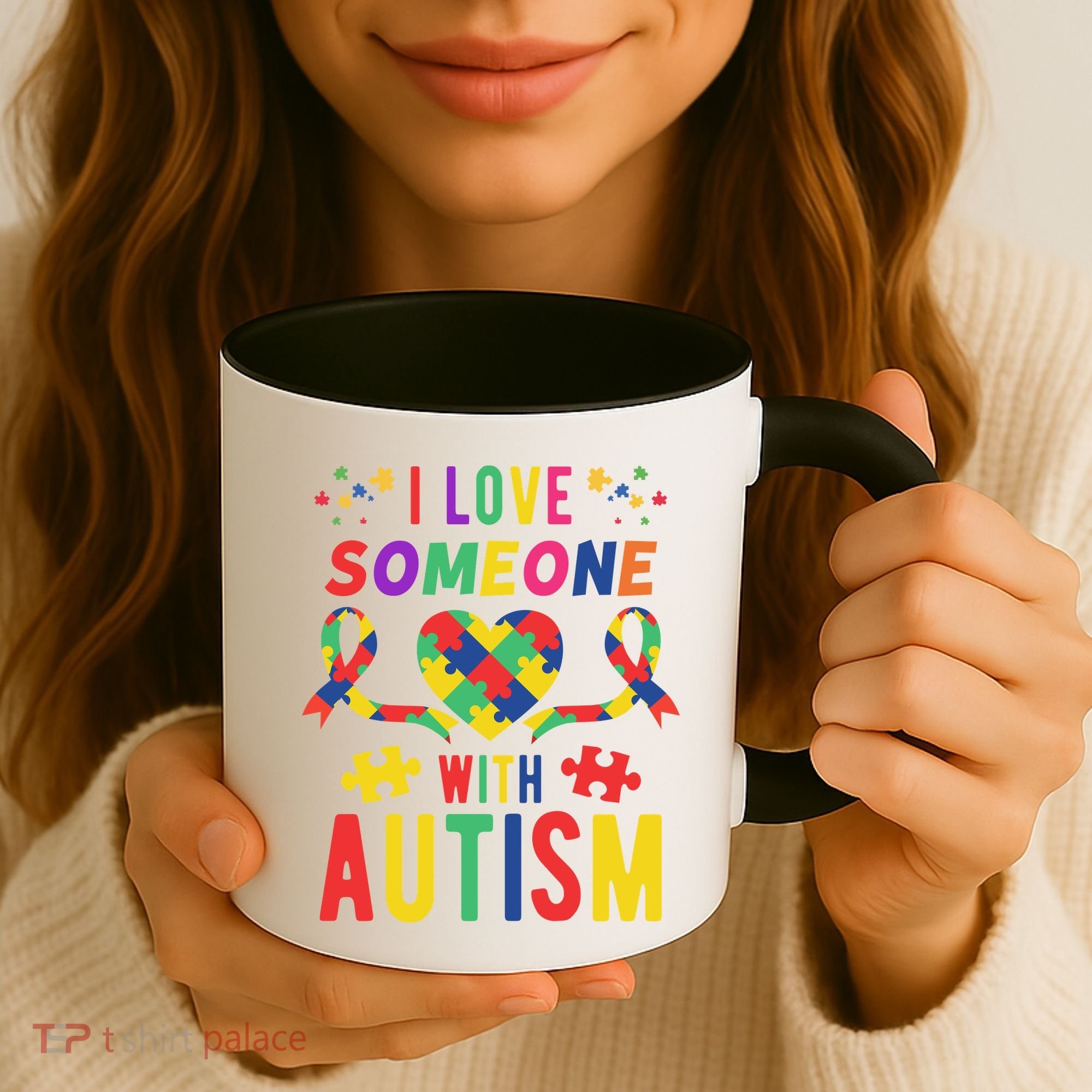 I Love Someone With Autism Ribbon Heart Coffee Mug