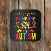 I Love Someone With Autism Ribbon Heart Coaster thumb 0