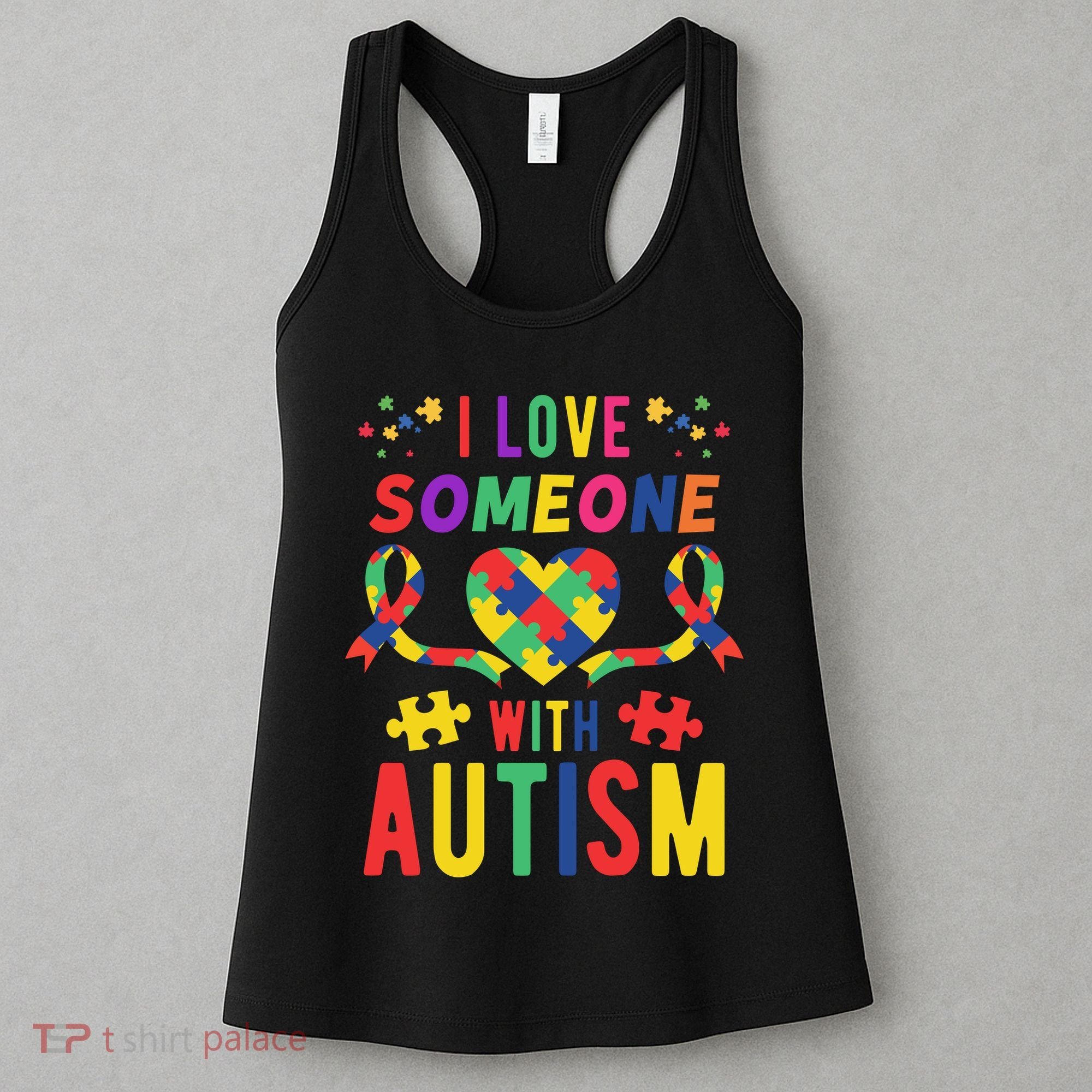 I Love Someone With Autism Ribbon Heart Women's Tank Top