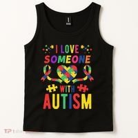 I Love Someone With Autism Ribbon Heart Tank Top thumb 2