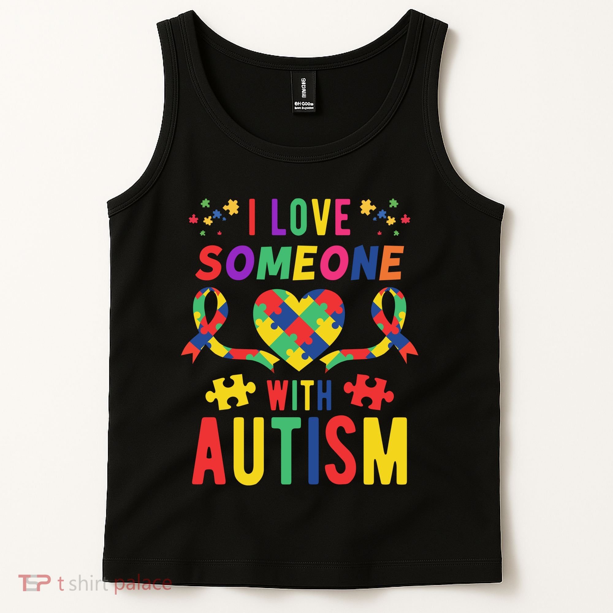 I Love Someone With Autism Ribbon Heart Tank Top