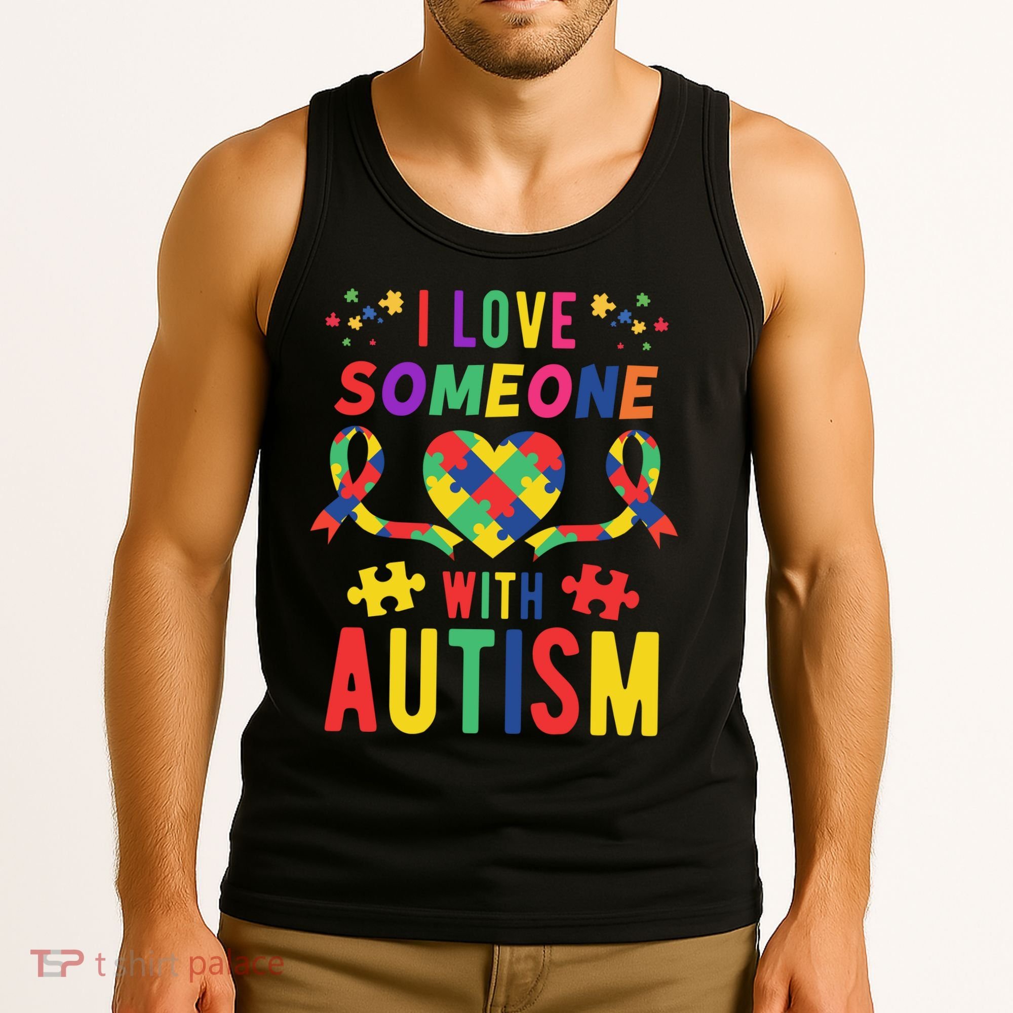 I Love Someone With Autism Ribbon Heart Tank Top