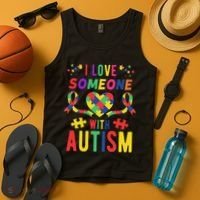 I Love Someone With Autism Ribbon Heart Tank Top thumb 4