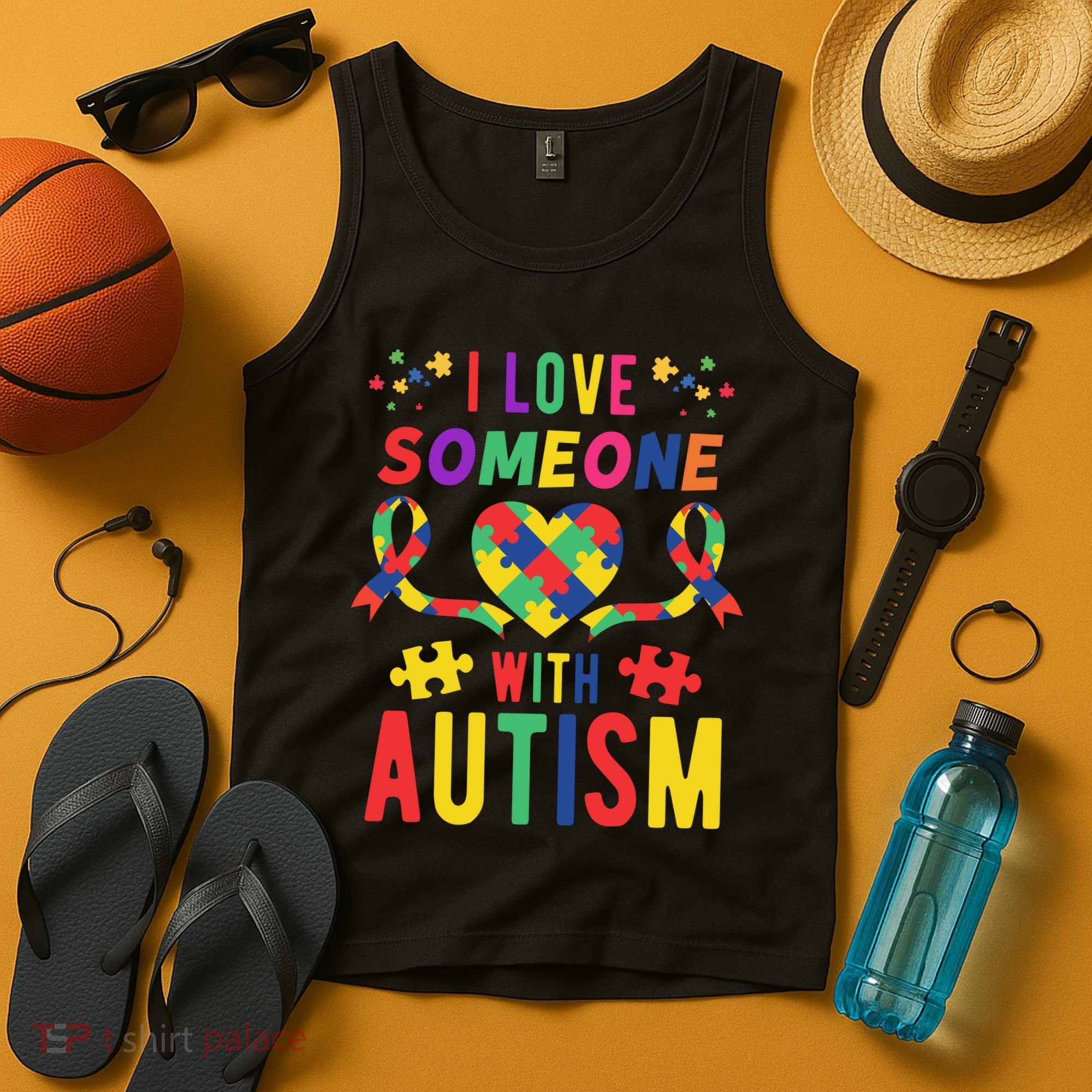 I Love Someone With Autism Ribbon Heart Tank Top